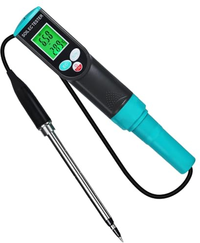 Tester portatile di conducibilità e temperatura del suolo alimentato a batteria per giardini/serre Misuratore di temperatura e EC ad alta precisione Tester multifunzionale Dispositivo di analisi serra