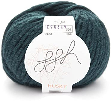 ggh Husky | Schurwolle Mischung | 50g Wolle zum Stricken oder Häkeln | Dicke Wolle | Farbe 025 - Tiefes Blaugrün