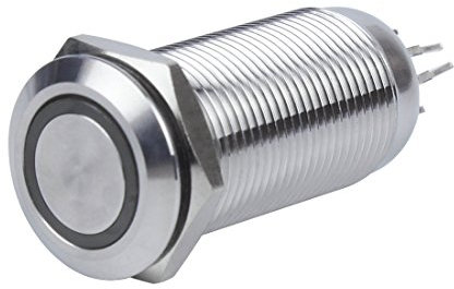 Larcele Impermeabile Autobloccante Interruttore No-Momentaneo Metallo Mini Spingere Pulsante Interruttore con Indicatore Luce,5 pezzi,12mm JSANKG-02(Lume Giallo)