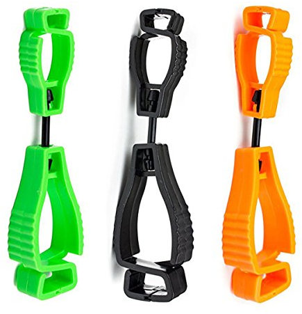 CAREOR 3 Pack 5-Inch Glove Clip Holder, Breakaway Glove Grabber, Guard Labor Work Safety Clip Glove Clamp Grabber Catcher Keeper for Safety Work (Black+Orange+Green)