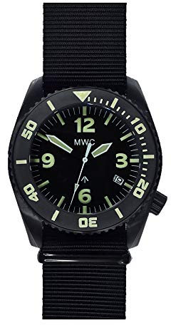MWC Dephtmaster 1000 m Quarz Swiss Stahl PVD Schwarz Saphir Keramik Datumsanzeige Stoff NATO Militär Herren Uhr