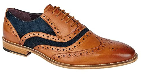 Roamers M001BT 5 öljett Brogue Oxford Tan/marinblå herrskor