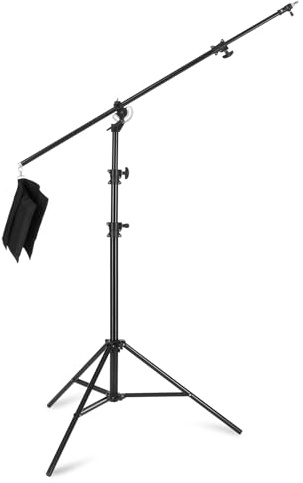 16.4FT 500cm Bras Lourd avec Sac de Sable Stand de lumière 22LBS Roulement Ajustable Bras de Maintien en Aluminium Charge M-3 pour Studio Photographie Vidéo