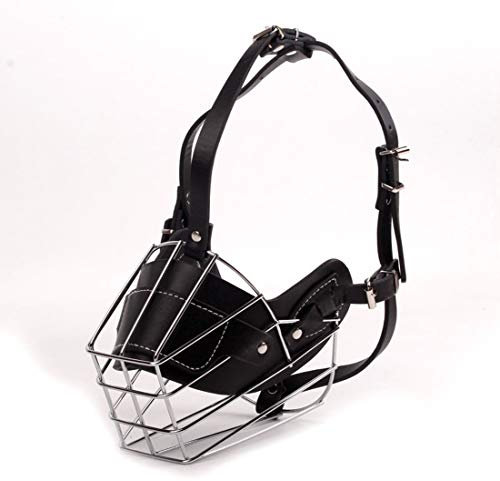 KUANDARMX Metall Maulkorb Hunde Maulkörbe Ledermaulkorb für Groß Hunde Beißen und Sicherheitsgefühl für Meistens Hunde, Black-B, XL