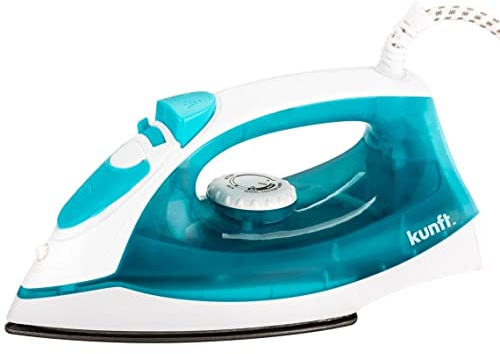 Kunt Plancha de La Ropa de Vapor KSI450, 1200 W, Vapor 15g/min, Base Teflon, Deposito de Agua de 200 ml, Sistema Dry Stop, Limpieza Automática, Indicador del Nivel de Agua, Blanco y Azul