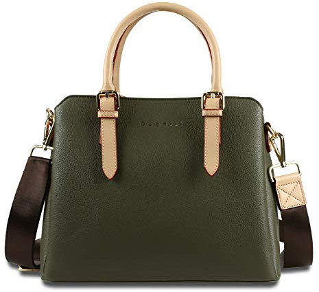 bugatti Ella Handtasche für Damen, Bowling Bag mittelgroß aus Kunstleder, olive
