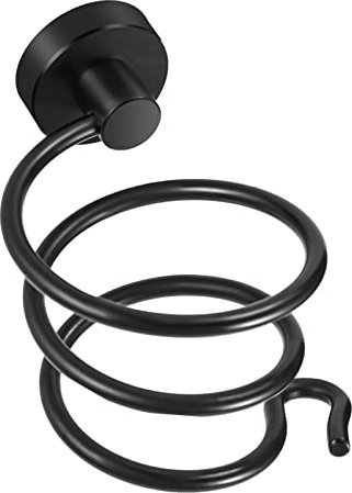 YUET Hair Dryer Holder Hairdryer Station Wall Mounted Stand Hanger Rack Blow Spiral Aluminum Construction Black Painted Shelf Storage For Bathroom Shower Room