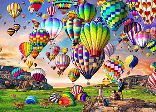 Puzzle de 1000 Piezas, Rompecabezas para Adultos, Juego de Habilidad para Toda la Familia, Colorido Juego de polea, Globo de Aire Caliente Colorido, Rompecabezas para Adultos