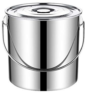 MNSSRN Secchio di stoccaggio in Acciaio Inox con Coperchio, Benna addensata Multifunzionale, Secchio Portatile, Secchio d'olio, Secchio di Ghiaccio, Secchio di minestra, Secchio del Latte,5L