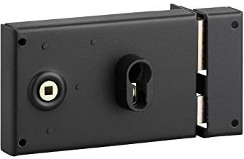 THIRARD - Boitier de serrure horizontale en applique double entrée à fouillot pour entrée, droite, axe 53mm, 140x88mm, noir