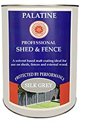 Palatine Professional Shed & Fence Paint 5lt | Oil Based Paint for use on Sheds & Fences (Silk Grey)