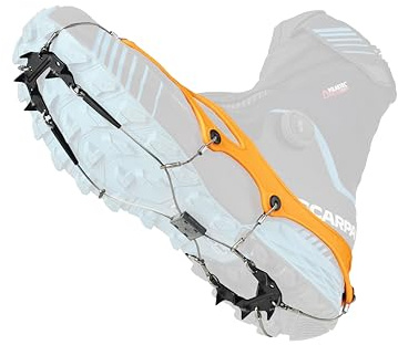 Nortec Steigeisen TRAIL 2.4 Made in Italy für Winter Trail Races Winterrennen auf Eis und Schnee, Micro Steigeisen Minimal mit Hülle Orange (Orange, M)