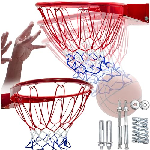 molti Panier de basket-ball d'extérieur - Montage mural - Diamètre : 45 cm - Avec filet - Mécanisme d'inclinaison avec ressorts certifiés - Basket inclinable
