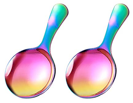Mini-Löffel für Glas und Gewürze, Edelstahl, Probierlöffel, Salzlöffel, kurz, rund, Zucker, Marmelade, Senf, Honig, Gewürze
