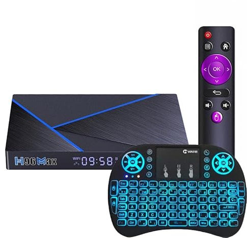 LIROM Smart TV Box Android 12.0, 4GB RAM 64GB Rom RK3566 Quad-Core 64-Bit Arm Cortex-A53.100/1000M Ethernet, Supporto H.265/4K/8K 3D/BT 5.0 con Mini Tastiera Wireless,4gb+64gb