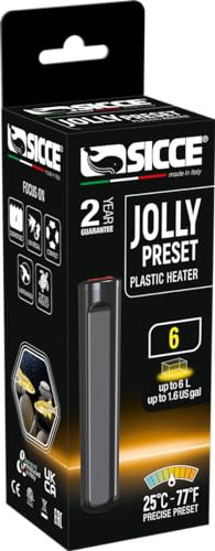 Sicce 6W Jolly Preset Small Submersible Aquarium Heater, Constant Temperature, Betta Fish Tank Heater Set to 77℉ for 1-2 Gallons Freshwater & Saltwater Tanks