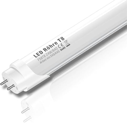 IHYCTV LED Röhre 150cm, 24W, 3885 Lumen, G13 T8, EVG/KVG/VVG Kompatibel, 4000K Neutralweiß, 1 Stück