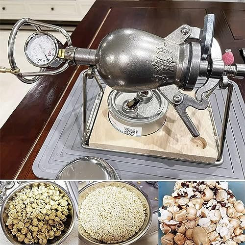 SAAKO Mini Machine à Pop-Corn Chinoise Vintage, Machine à Pop-Corn chauffante à feu Ouvert, Pop-Corn en Acier Inoxydable, autocuiseur à Pop-Corn, pour Le Plaisir des fêtes de Famille