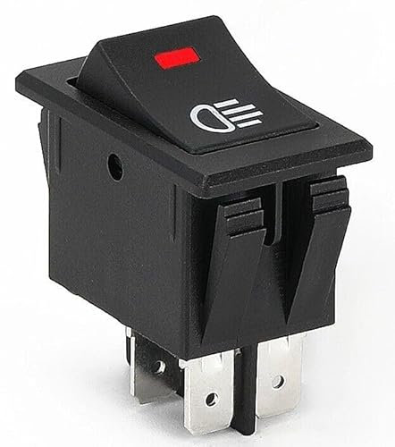 ASW-17D Interrupteur à bascule pour voiture, 12 V 35 A, avec LED rouge, montage à clipser 20 x 34 mm, 4 pôles, interrupteur anti-brouillard, pour voitures, camions, bateaux