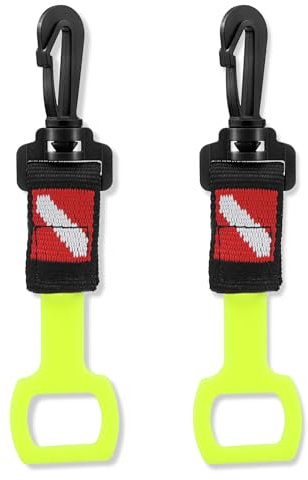 Dawitrly 2 Pack Scuba Diving Regulator Octopus Holder, Octopus Mouthpiece Retainer with Spring Clip, Dive Flag Webbing and Silicone Ring, 2nd Stage Regulator Keeper for Divers and Snorkelers (Yellow)