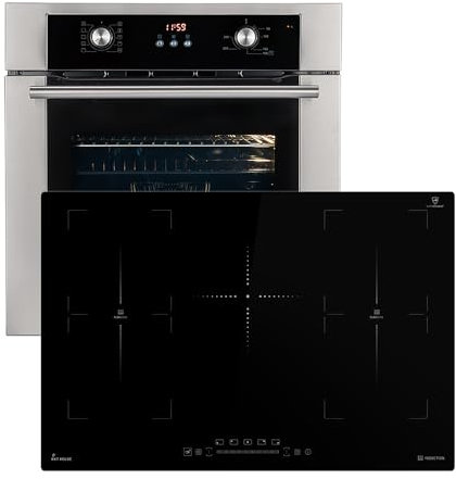 Herdset: 60cm Einbaubackofen BO8810SS + 77cm Induktionskochfeld IH87705FZ | Heißluft | Teleskopauszüge | Automatik-Timer | 2-fach Wärmeschutzverglasung | Kindersicherung | SET8810IH77FZ