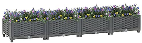 ZEYUAN Lit surélevé 160x40x23 cm Polypropylène,Bordure Pierre,Kit Gabion,Gabion Jardiniere