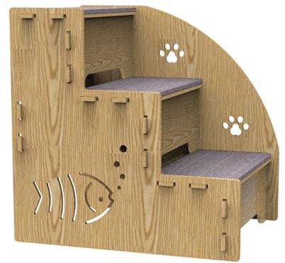 Hundetreppe für Hochbetten, Haustierleiter für Sofa,3-Stufen-Hundetreppe aus für Hochcouch - Katzenrampe, ausgewogene Hunderampe für den Innenbereich, rutschfest, geeignet für kleine Hunde, Katze