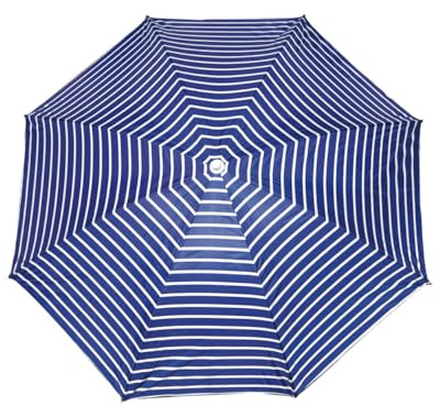 SUN & SURF Grand parasol de plage inclinable système Safe and STABLE avec protection solaire UPF50+, 200 cm, inclinable et coupe-vent, Multicolore - bleu, 200 CM