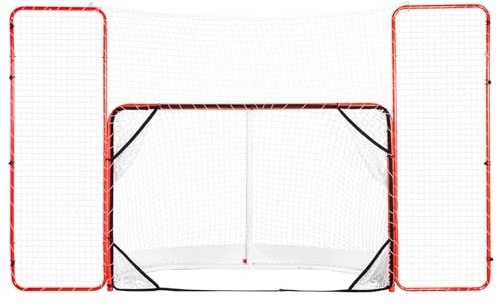 VEVOR Hockey Goal with Backstop and Targets, Street Steel Hockey Net, 72 Pro Hockey Training Goal Set, Portable Indoor Outdoor Hockey Goal with Net, Easy Assemble, White/Red