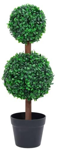 Sufrk Künstliche Buchsbaum in Kugelform mit grünem Topf, 60 cm, künstliche Bäume, natürliche Stämme, hergestellt aus den besten Materialien, ideal für die Dekoration zu Hause, Kunstpflanze