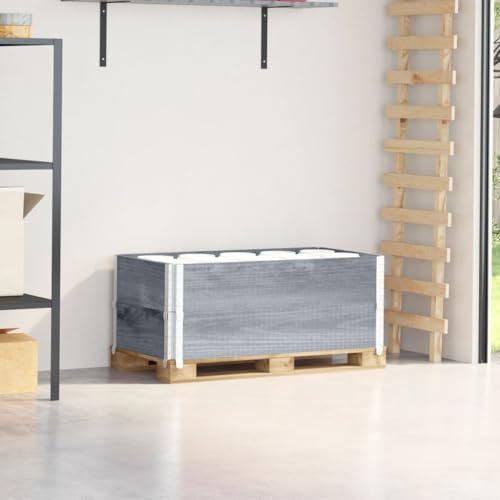 Juroupi Pallet Collars 2 pcs Grey 100x50 cm Solid Wood Pine,Pallet Collars,Versatile for Storage or Raised Garden Bed,Space Saving-4010284