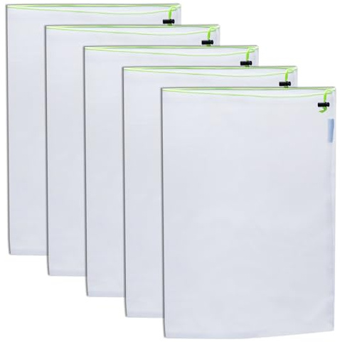 5 Pcs Fruit Protection Bags,Vegetable Bags Non-Woven Fabric Reusable Produce Drawstring Storage Eco-Friendly Mesh Bag Grocery Net String Food Picking Allotment Breathable Clear,for Fresh Vegetables