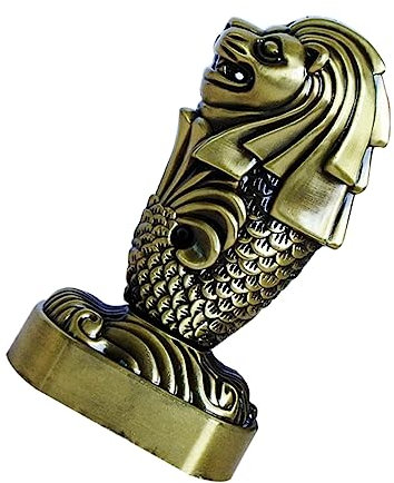 HAMPPLIES Dekorative Merlion Figurine Aus Metall Antikes Design Für Zuhause Kunstwerk Und Bronze