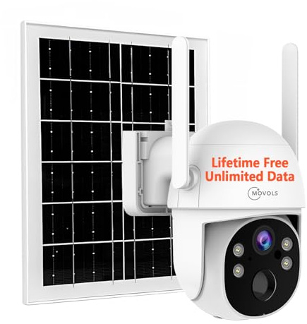 Lifetime-Free-Data 4G-LTE-Cellular Solar-Security-Camera Wireless Outdoor: No Monthly Fees Unlimited Data 2K Surveillance PTZ Camera for No WiFi Remote Monitoring, Built-in VSIM Card