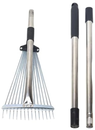 Rastrello da Giardinaggio - Rastrello per Foglie Regolabile e Resistente | Strumento Efficiente Anti Ruggine Per Diserbo Giardino Cortile Siepi