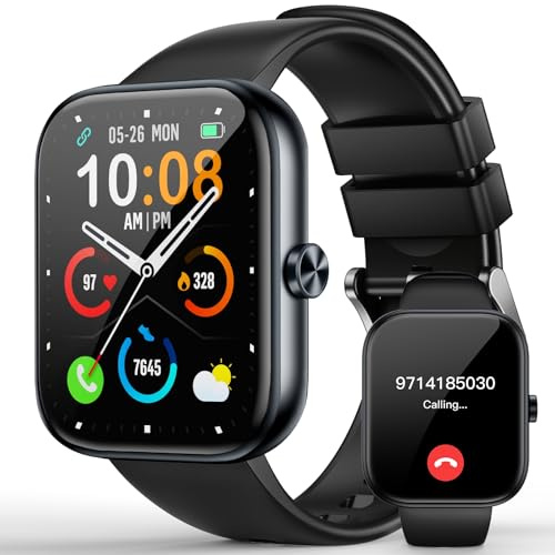 MFVLP Smartwatch Uomo Donna, 1.83 Orologio, Smart Watch, Nero | Chiamata Bluetooth, 110+ Sports, Contapassi/Sonno/Cardiofrequenzimetro, Impermeabile IP68, Android iOS
