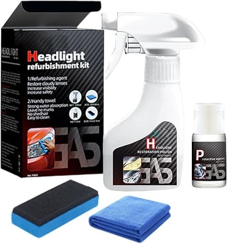 Headlight Restoration Kit with Ceramic Coating Headlight Lens Cleaner to Remove Yellowing, Haze & Oxidation, Restore Headlight Clarity, Automotive Trucks RVs Motorcycles, Long Lasting Protection
