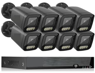 Di Telecamere Di Videosorveglianza A Livello Di Luce Nera 4K 8MP Kit Telecamere IP Di Sicurezza CCTV For Esterni Protezione Di Sicurezza Esterna(None,8CH NVR and 8 Camera)