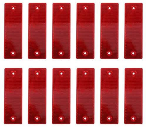 TOKIDNY 12 pièces Lot de Réflecteurs Rectangulaires Auto-adhésifs pour Camion et Remorque Panneaux de Signalisation de Sécurité Plastique Résistant Aux Intempéries Améliore la Visibilité