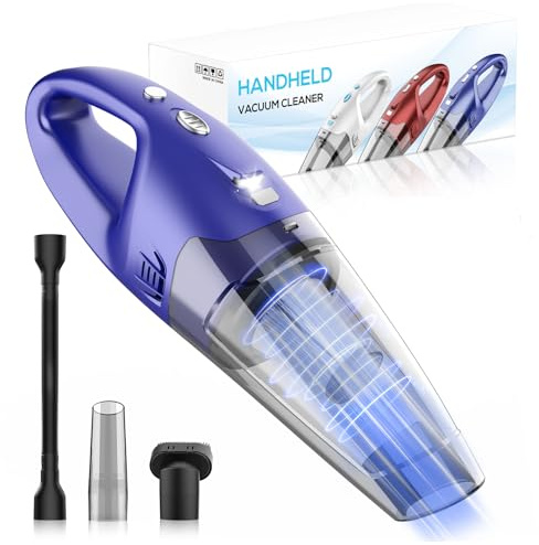 YOOHI Handheld Vacuum Cordless Rechargeable – 6000Pa Mini Hand Held Vacuum, LED Light, 20–25 Mins Runtime, USB Charging, 500ML Cup – Lightweight Small Vacuum Cleaner Cordless for Car/Office/Home