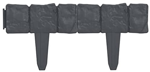 Bordure de Jardin, Bordure de Pelouse Gazon Parterre Bordurette Clôture de Jardin Aspect de Pierre 41 pcs Plastique 10 m