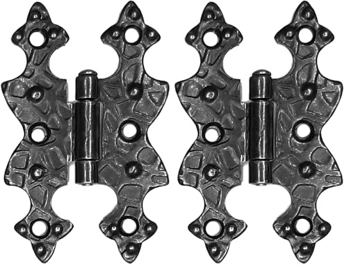 cyclingcolors Cerniera antiche per mobile ferro battuto sfumato 70x45 ante legno piana vintage nero bronzo cerniere (Confezione da 2)