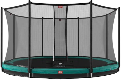 BERG Favorit InGround Gartentrampolin | Outdoor Bodentrampolin rund für Kinder | inkl. Sicherheitsnetz Comfort | AirFlow für 50% mehr Sprungkraft