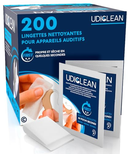 200 Einzeln Verpackte Reinigungstücher für Hörgeräte - Udiclean - Schnell Trocknend - Entfernen Fett, Schweiß und Schmutz