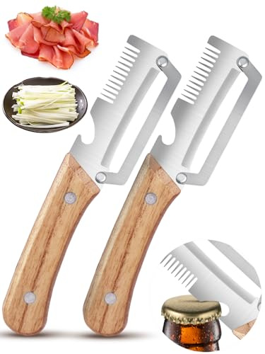 Multifunktionaler Gemüseschäler 2-in-1 Sparschäler aus Edelstahl mit Holzgriff & Flaschenöffner, Müheloses Schälen von Obst und Gemüse, Schäler mit Präzisionsklinge für Kartoffeln, Kartoffelschäler