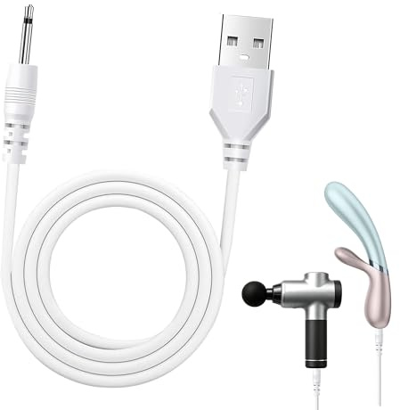 Bansusu 1M USB DC Charging Cable 2.5mm DC Jack to USB Charger Cable | Replacement Vibrator Charger Durable Pin Charger for Rechargeable Massager Wand White