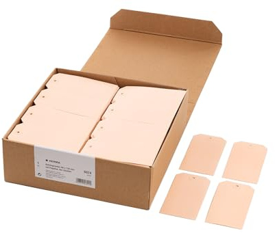 HERMA 6024 Anhängezettel groß, 1000 Stück, 60 x 120 mm, Geschenkanhänger zum Beschriften, Hängeetiketten aus Karton, blanko Papieranhänger Etiketten Anhänger mit Öse, braun