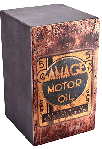 VOLT Cool-Cajon Motor Oil Design Percussion (Cajon Set inkl. Lernbuch Cajon-Schule Cajon Basics + CD & Seatpad, Größe: L) geeignet ab 10 Jahren