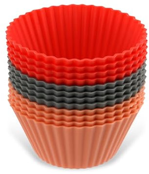 Dr. Oetker Capsulas de Silicona para Magdalenas, moldes Individuales para Hornear Muffins o Cupcakes, en Colores, 6,5x4cm, 12uds Platinum, Surtidos en Gris, Naranja y Rojo, 6,5 x 6,5 x 4 cm (1263)
