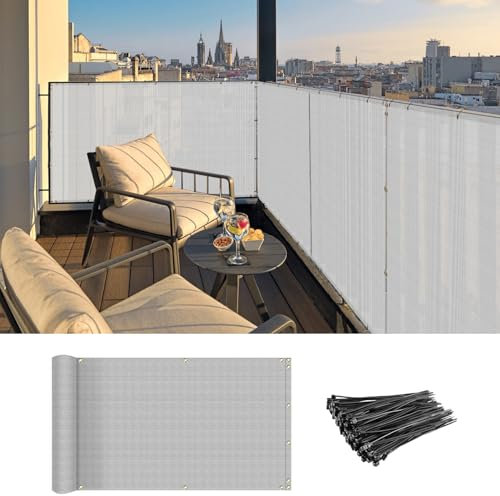 Coarbor Sichtschutzzaun, 90 x 180 cm, für Balkon, Veranda, Deck, Terrasse, bis zu 90 % Blockierung, Grau